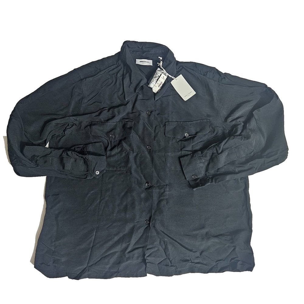 Madewell Alexa Chung Pleat-Pocket Button-Up Shirt  Eyelet Black XL NT108 - Picture 3 of 5